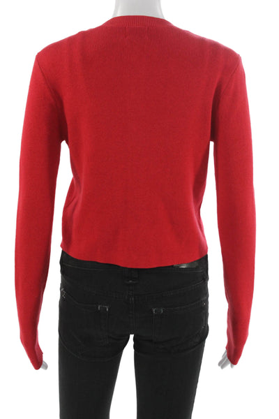 Cami NYC Womens Red Cardigan Long Sleeve Round Neck Cotton Wool Size XS