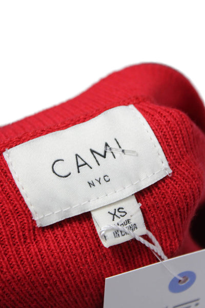 Cami NYC Womens Red Cardigan Long Sleeve Round Neck Cotton Wool Size XS