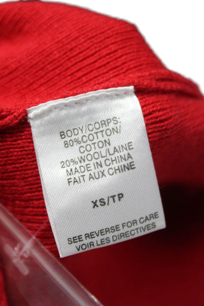 Cami NYC Womens Red Cardigan Long Sleeve Round Neck Cotton Wool Size XS