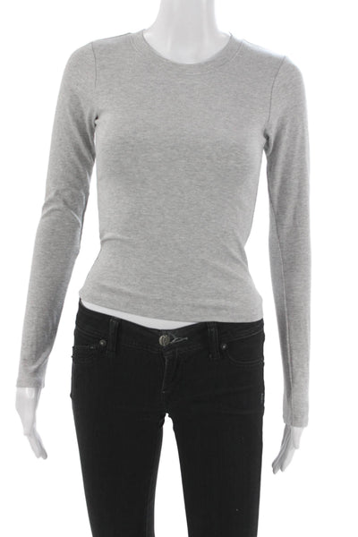 Perfect White Tee Women Gray Long Sleeve T-Shirt Crew Neck Size XS