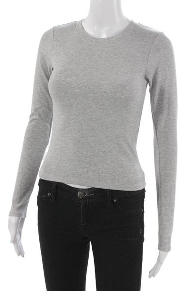 Perfect White Tee Women Gray Long Sleeve T-Shirt Crew Neck Size XS