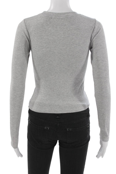 Perfect White Tee Women Gray Long Sleeve T-Shirt Crew Neck Size XS
