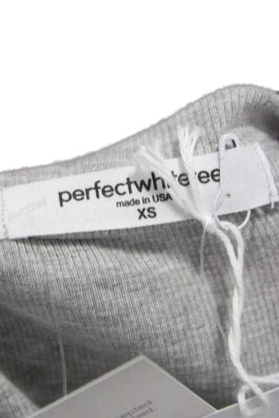 Perfect White Tee Women Gray Long Sleeve T-Shirt Crew Neck Size XS