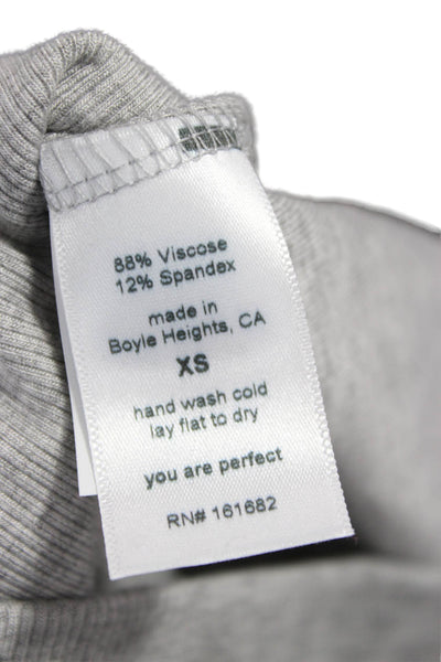 Perfect White Tee Women Gray Long Sleeve T-Shirt Crew Neck Size XS