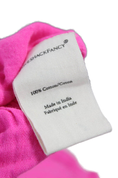 Love Shack Fancy Women Cropped Pink Cotton Blouse Short Sleeve Size S