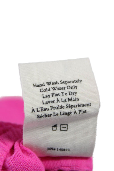 Love Shack Fancy Women Cropped Pink Cotton Blouse Short Sleeve Size S