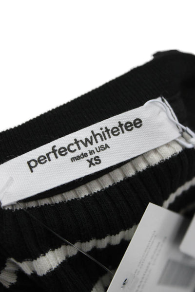 Perfect White Tee Women Basic Black Striped Crew Short Sleeve T-Shirt Size XS