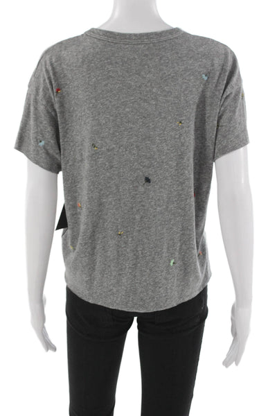 The Great Womens Basic Gray Crew Neck Short Sleeve T-Shirt Size 0