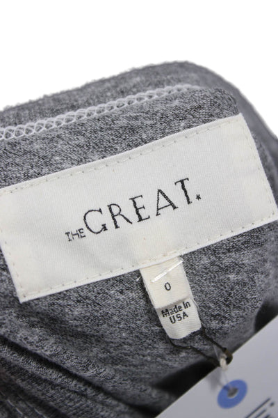 The Great Womens Basic Gray Crew Neck Short Sleeve T-Shirt Size 0