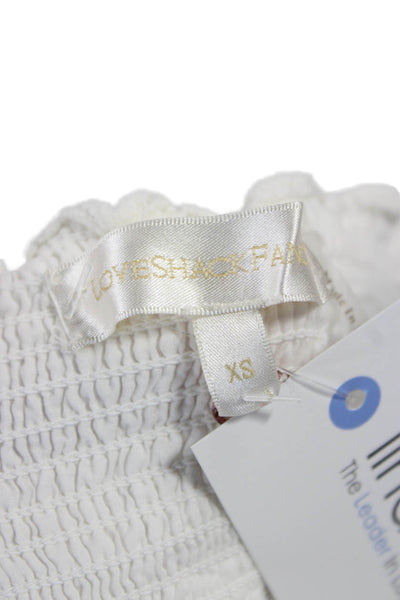 Love Shack Fancy Womens Mini Halter Cotton Tie Waist Boho White Dress Size XS