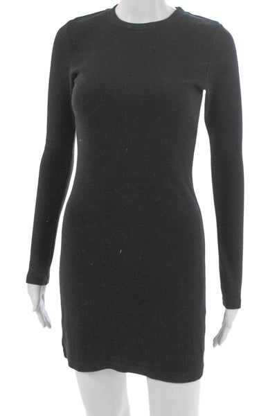 Perfect White Tee Women Mini Dress Black Long Sleeve Crew Neck Size XS
