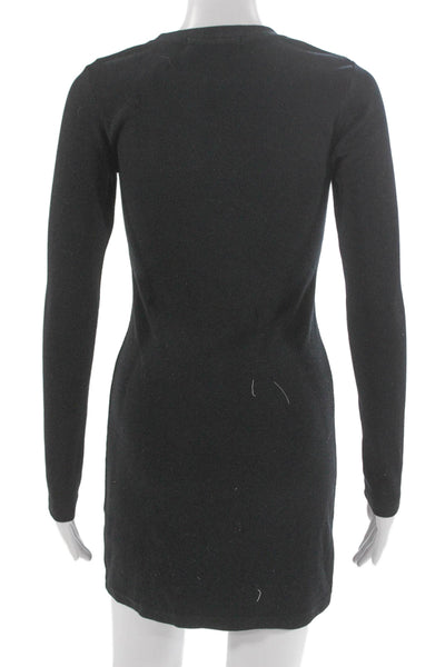 Perfect White Tee Women Mini Dress Black Long Sleeve Crew Neck Size XS