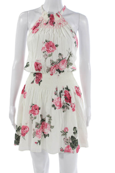 Love Shack Fancy Women Mini Halter Floral Tie Dress Cotton Size S
