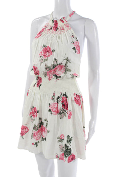 Love Shack Fancy Women Mini Halter Floral Tie Dress Cotton Size S