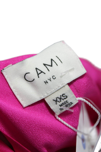 Cami NYC Womens Pink Silk V Neck One Piece Bodysuit Long Sleeve Size 2XS