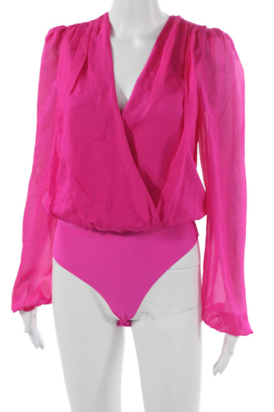 Cami NYC Womens Silk V Neck Long Sleeve One Piece Pink Size XS