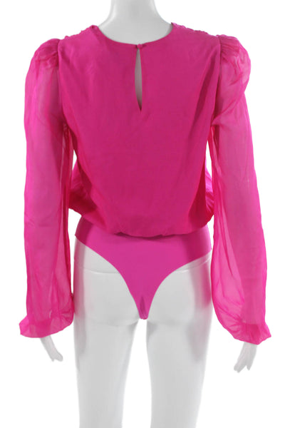 Cami NYC Womens Silk V Neck Long Sleeve One Piece Pink Size XS