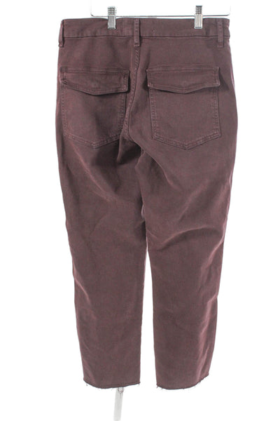 Amo Womens Ankle Pants Purple High Rise Button Closure Size 26