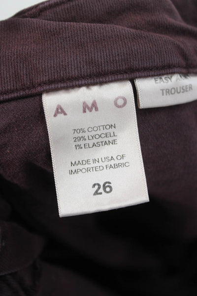 Amo Womens Ankle Pants Purple High Rise Button Closure Size 26