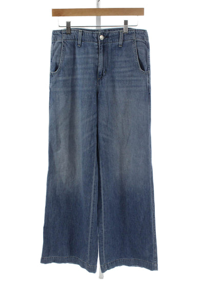 Amo Womens Wide Leg High Rise Blue 100% Cotton Jeans Size 25