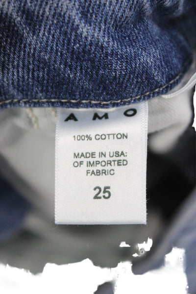 Amo Womens Wide Leg High Rise Blue 100% Cotton Jeans Size 25