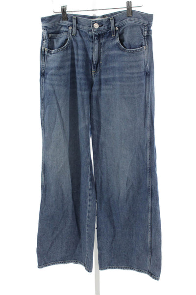 Amo Women Wide-Leg Jeans Blue High Rise Cotton Inseam 30 Size 28