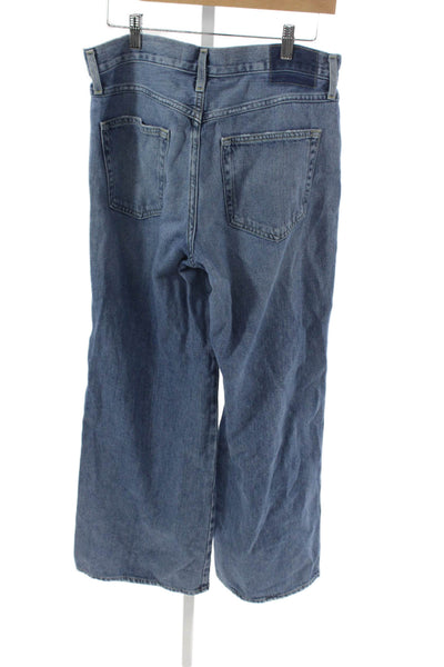 Amo Women Wide-Leg Jeans Blue High Rise Cotton Inseam 30 Size 28