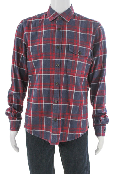 Boss Hugo Boss Mens Cotton Plaid Regular Fit Button Down Shirt Red Size M
