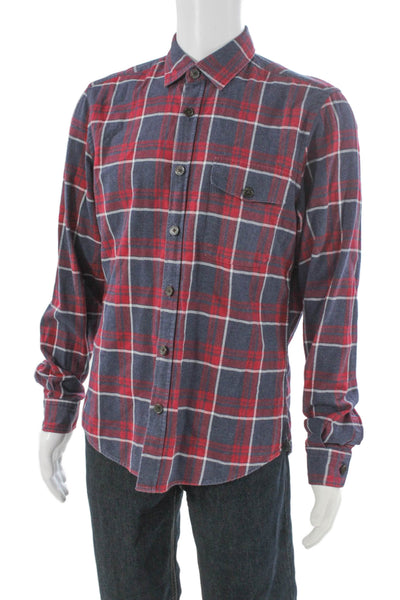 Boss Hugo Boss Mens Cotton Plaid Regular Fit Button Down Shirt Red Size M