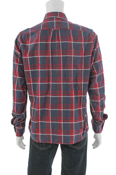 Boss Hugo Boss Mens Cotton Plaid Regular Fit Button Down Shirt Red Size M