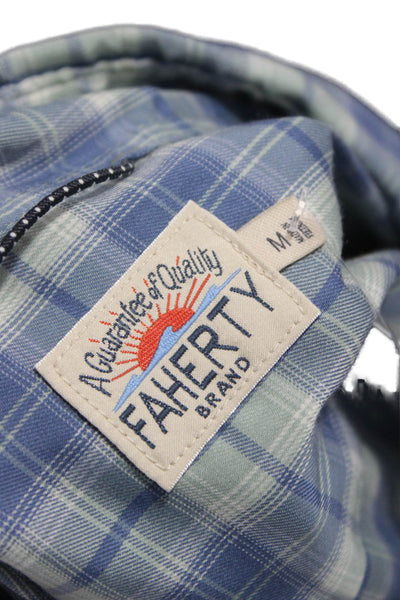 Faherty Brand Mens Cotton Plaid Long Sleeve Button Down Shirt Blue Size M
