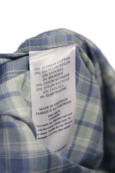 Faherty Brand Mens Cotton Plaid Long Sleeve Button Down Shirt Blue Size M
