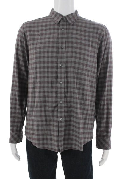 Rails Mens Cotton Plaid Collar Long Sleeve Button Down Shirt Maroon Size M