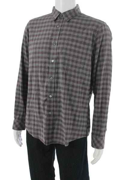 Rails Mens Cotton Plaid Collar Long Sleeve Button Down Shirt Maroon Size M