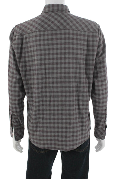 Rails Mens Cotton Plaid Collar Long Sleeve Button Down Shirt Maroon Size M