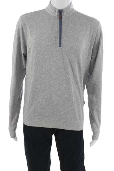 Johnnie-o Mens Pullover Sweater Mock Neck Gray Size M