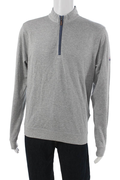 Johnnie-o Mens Pullover Sweater Mock Neck Gray Size M