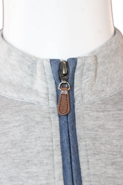 Johnnie-o Mens Pullover Sweater Mock Neck Gray Size M