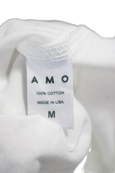 Amo Womens Basic Lace Up V-Neck Tank White 100% Cotton Sleeveless Size M