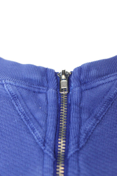 Amo Women Blue Pima Cotton Pullover Sweatshirt Crew Neck Long Sleeve Size M