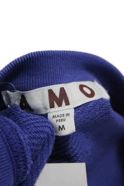 Amo Women Blue Pima Cotton Pullover Sweatshirt Crew Neck Long Sleeve Size M