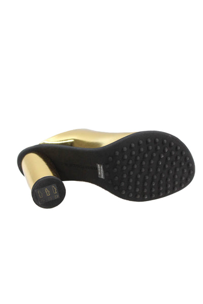 Bottega Veneta Womens Atomic Sandals Reflective Leather Shoes Gold Size 8