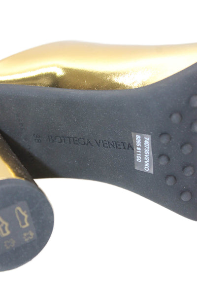 Bottega Veneta Womens Atomic Sandals Reflective Leather Shoes Gold Size 8