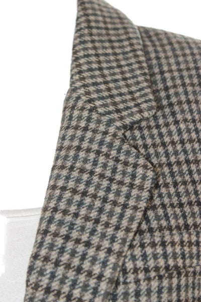 Zara Women Multicolor Houndstooth Wool Blazer Button Long Sleeve Size S