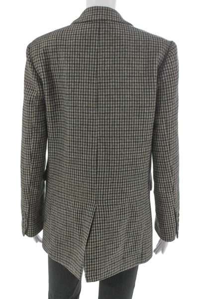 Zara Women Multicolor Houndstooth Wool Blazer Button Long Sleeve Size S