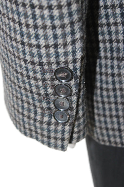 Zara Women Multicolor Houndstooth Wool Blazer Button Long Sleeve Size S