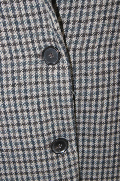 Zara Women Multicolor Houndstooth Wool Blazer Button Long Sleeve Size S
