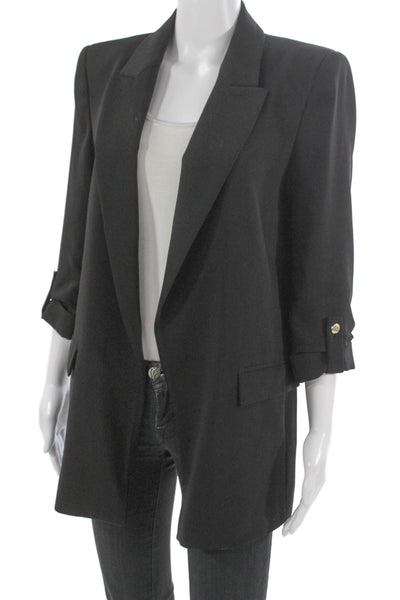 Zara Womens Basic Jacket Black 3/4 Sleeve Polyester Size M