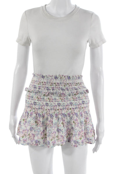 Love Shack Fancy Womens Multicolor Floral Cotton Mini Skirt Short Size PP