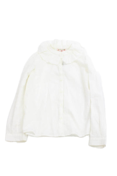 Bonpoint Girls Cotton Long Sleeve Button Up Blouse White Size 12